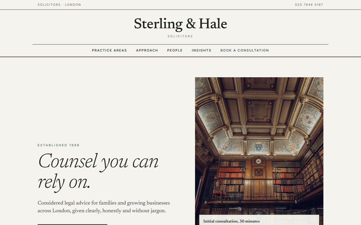 Sterling & Hale, sample law firm website