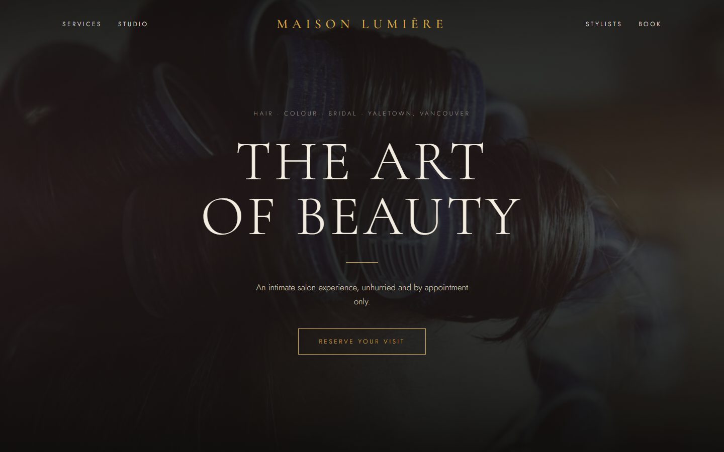 Maison Lumière, sample hair salon website